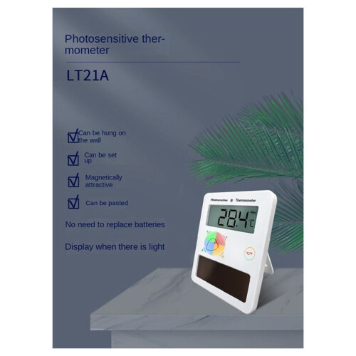 Solar Thermometer, Fish Tank Thermometer, Light Thermometer, Large Screen, Ultra-Wide Viewing Angle LT21A 1