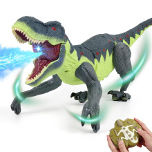 Remote Control Dinosaur Toy with Realistic Walking, Lights, Roaring Sound and Spray Effects
