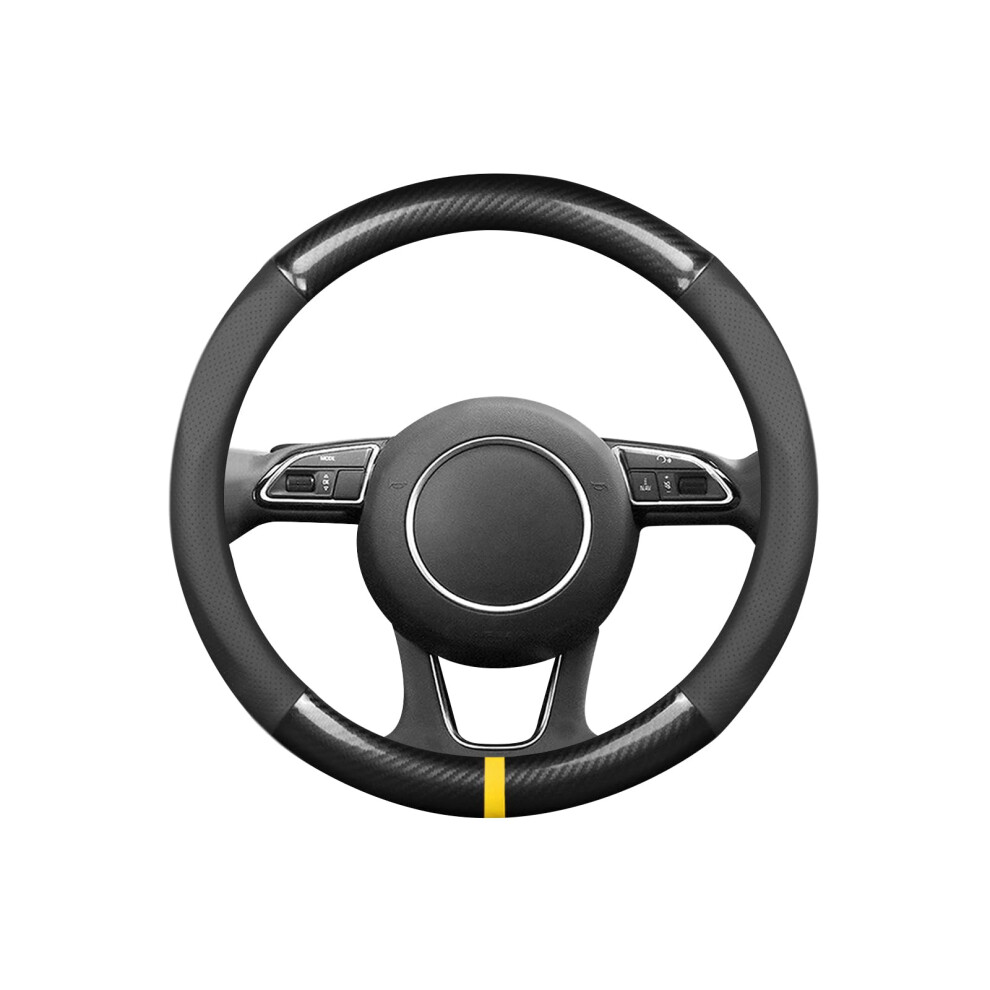 Carbon Fiber Pu Leather Car Steering Wheel Cover NonâSlip Grip Universal 15 Inch Black 9073542682295