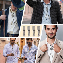 12 Stuks Bolo Tie Tips Vervangende Eindkappen Lange Legering Koordeinden Glad voor Kledingdecoratie Kettingarmband DIY Ambachten A