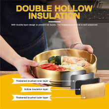 2X Grand Bol à Soupe en Acier Inoxydable Doré de 7,3 Pouces, Plat Sashimi à Double Paroi de 35OZ, Bol Incassable pour la Maison Du Restaurant