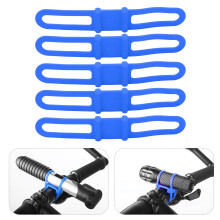 Silicone Bike Strap Set - 5pcs Handlebar Mounts for Flashlights Cycling Blue