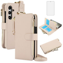 Wallet Case for Samsung Galaxy S24 FE with RFID Blocking, Card Holder and Detachable Crossbody Strap