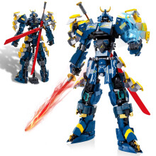 Samurai Mech Building Kit with Poseable Joints and Open Cockpit, Dual Swords Robot Model 765PCS
