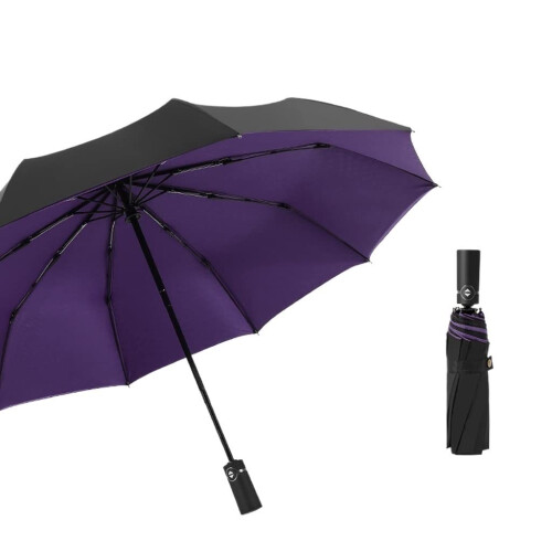 Automatic Umbrella Windproof Double Layer Compact Folding Sun Rain Dual Use for Business Travel