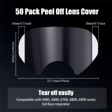 50 Pcs Peel Off Lens Cover Shield Cover Respirator Mask Protective Cover Compatible for 6885, 6000, 6700, 6800 Series