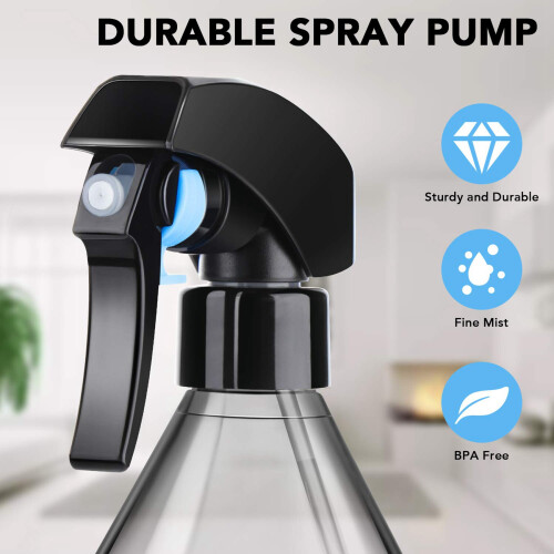 Plastic Spray Bottles for Cleaning Solutions,10OZ Reusable Empty Container with Durable Black Trigger Sprayer, 6Pack 1