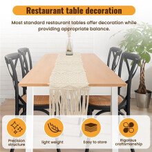 2X Macrame Table Runner,Boho Wedding Table Decoration,Vintage Farmhouse and Bohemian Dining Room Style, Beige White