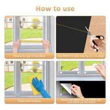 3X Portable Blackout Blind, Blackout Material 300X150cm Cut to Size Blackout Blinds Stick  Window for Bedroom