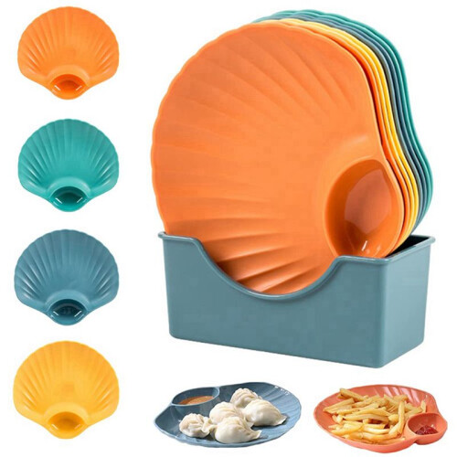 18X Multicolor Shell Bone Spitting Dish Dining Table Bone Storage Tray Dessert Fruit Plate with Bottom Bracket 2