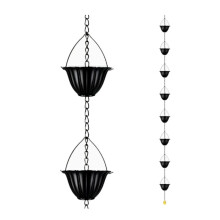 Rain Chain, Thick Metal Rain Gutter Chains with 8 Flower Cups, Adjustable Rain Catcher Chain for Eaves Drainage