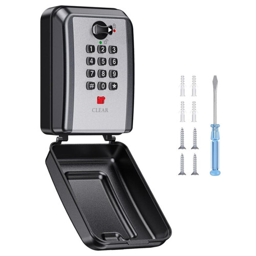 Wall Safe Key Lock Box, 12 Digit Combination Lock Box with Resttable Code, Large &  , Key Safe Storage Box