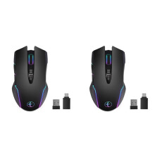 2X Motor Do Mouse Sem Fio Do Mouse Jiggler Do Mouse LED RecarregáVel 2.4G Mause Mouse ErgonôMico USB Ratos ÓPticos 1600 DPI