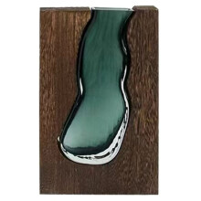 Flower Arrangement Bottle Wooden Glass Vase Modern Hydroponic Flower Holder Exquisite Transparent Flower Pot Homestay A