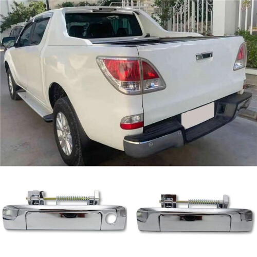 2X Chrome Rear Tailgate Handle Trunk Release Handle  (with Keyhole) for  Ranger Everest  BT-50 2012-2019 2