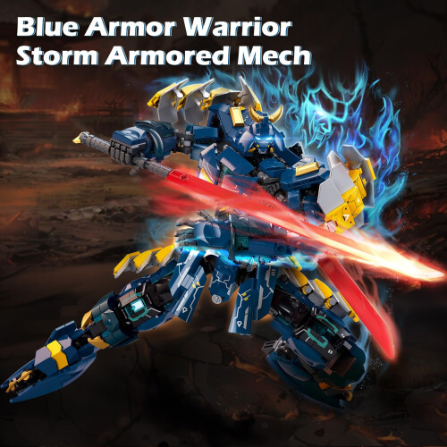 Samurai Mech Building Kit with Poseable Joints and Open Cockpit, Dual Swords Robot Model 765PCS 1