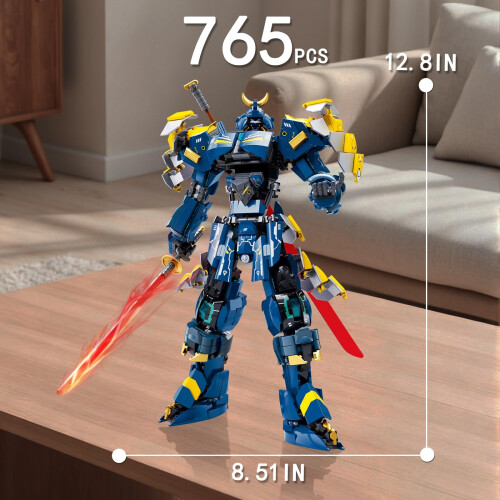Samurai Mech Building Kit with Poseable Joints and Open Cockpit, Dual Swords Robot Model 765PCS 2