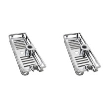 2X Lifting Shower Shelf Rectangle Detachable Storage Tray Rack Plastic Holder Kitchen Bathroom Accessories(25mm)