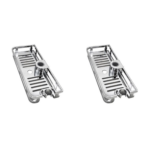 2X Lifting Shower Shelf Rectangle Detachable Storage Tray Rack Plastic Holder Kitchen Bathroom Accessories(25mm)
