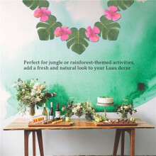 360 Pcs Tropical Party Decoration Supplies 8 Inch Tropical Monstera Leaves and Hibiscus Flowers, Simulation Leaf