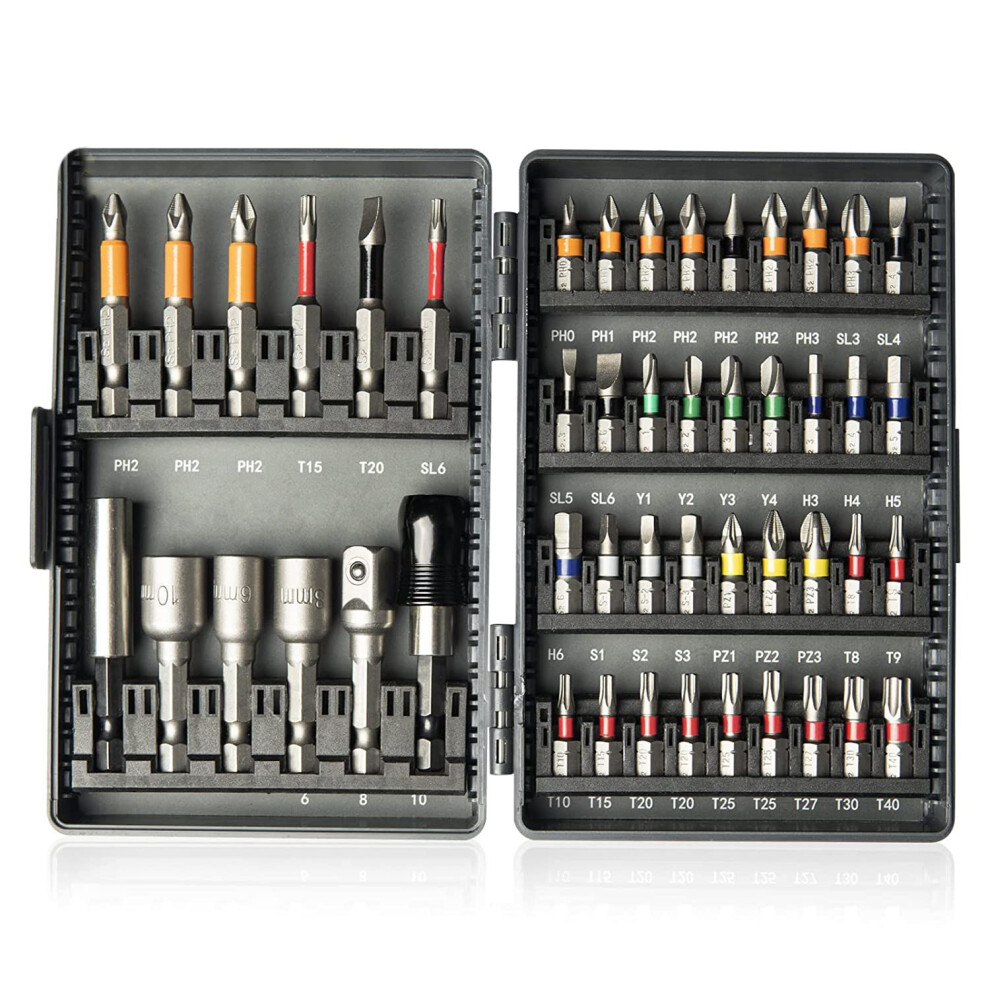 48 In 1 Magnetic Impact Driver Bit Set 1/4Inch Hex Shank, Impact Torsion Screwdriver Bit Set For Phillips Bits 6034181833335