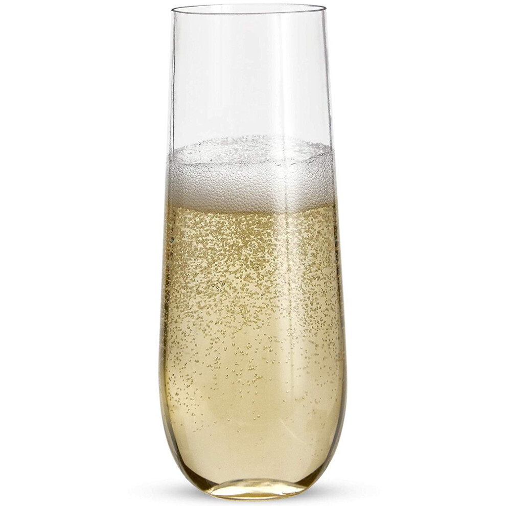 48 Stemless Plastic Champagne Flutes - 9 Oz Plastic Champagne Glasses Clear Unbreakable Toasting Glasses Disposable