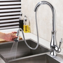 2X Kitchen Sink Pull Down Faucet Spray Nozzle Pull Out Hose Sprayer Replacement Part Faucet - Brushed Nickel