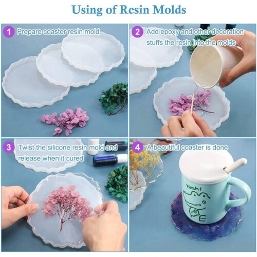12 Pieces Resin Coaster Mold Large Silicone Geode Mold Irregular Wave Shape Mold DIY Epoxy Tray Mold 2