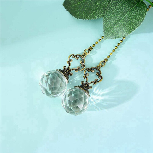 Set of 4 Vintage-Style Clear Fan Pull Ceiling Fan Chain Pulls Crystal Prism 1