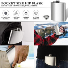 2X Hip Flask with Funnel, 4 Oz Stainless Steel Whiskey Flask Leak Proof, Portable Pocket Hip Flask for Liquor