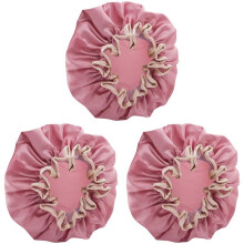 3X Doppel Lagige Dusch Haube Wasserdichter Damen Hut Baden Langes Haar Baden Kopf Bedeckung Haar Abdeckung Öl Dampf Trockene Haar Kappe Rosa