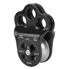 Aluminum Alloy Rock Climbing Pulley with 3 Hole-Black Silver