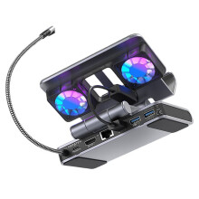 Fans Docking Station 6-in-1 for / Ally X/Legion Go/Msi Claw Adjustable Stand Dock with 4k