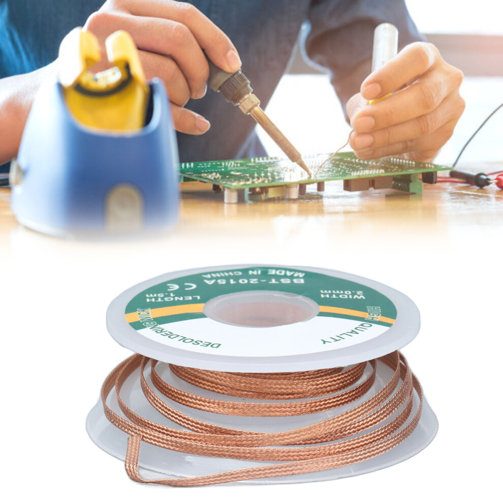 Alloy Copper Desoldering Wick, 1.5M X 2.0Mm Solder Sucker Tool 3021390471734