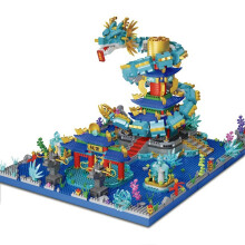 Chinese Architecture Building Blocks Dragon Palace 3000 PCS Detailed Micro Brick Set Traditional Design