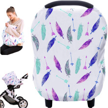 Baby Car Seat Cover with 360 Privacy Protection, Breathable Stretch Fabric, Multiuse Nursing Cover for Boys and Girls