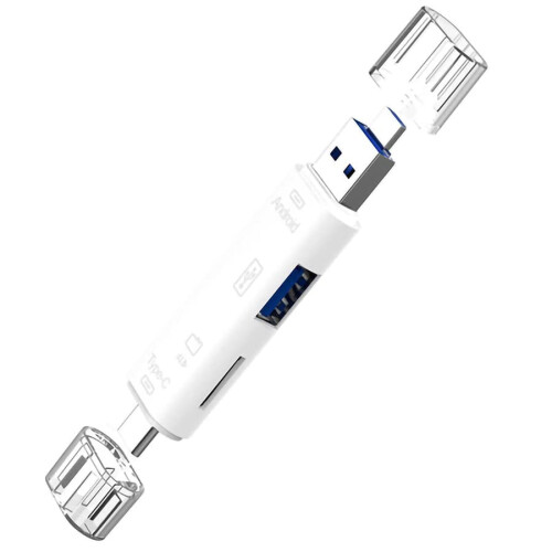 5 in 1 USB C Card Reader Hub for Realme Narzo 70, Speed Data Transfer, Plug and Play (White)