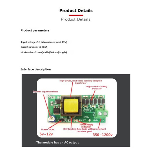 - Boost Power Supply Module, 5V-400V, 300V, 900V, 1000V Converter, Adjustable DIY Charging Board. 1