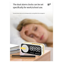 Minispegel Digital Väckarklocka Timer Uppladdningsbar Trådlös Klockalarm Högtalare Subwoofer Skrivbordsklocka LED B