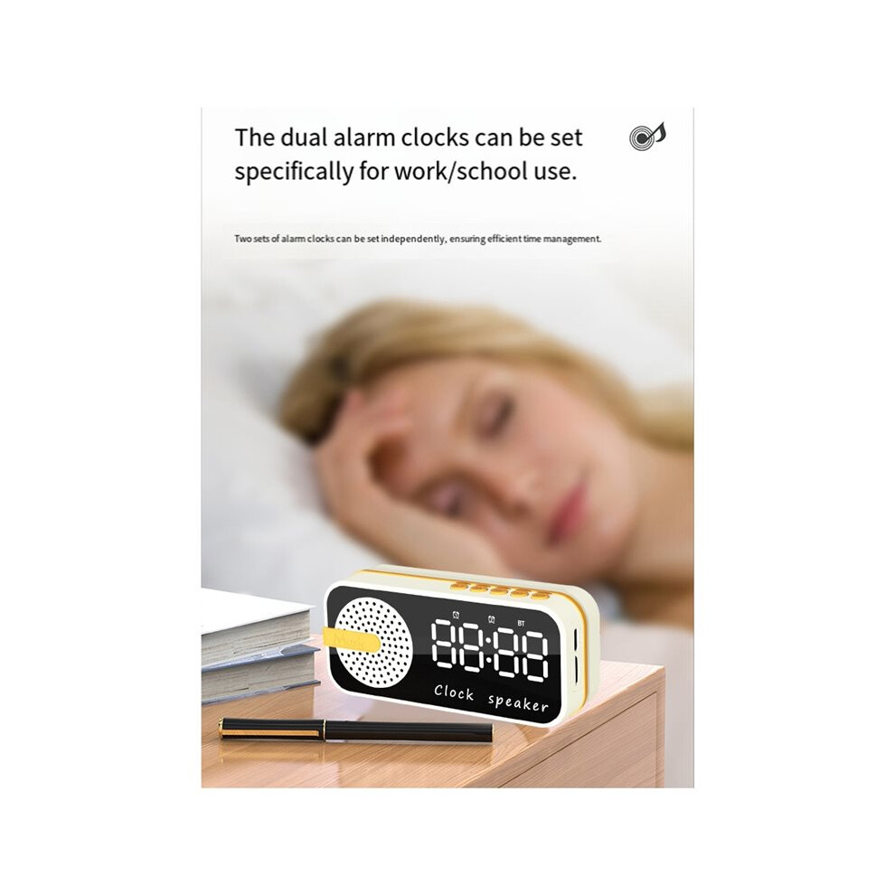 Mirror Digital Alarm Clock Timer Rechargable Wireless Clock Alarms Speaker Subwoofer Desktop Led Clock B 6031075715074