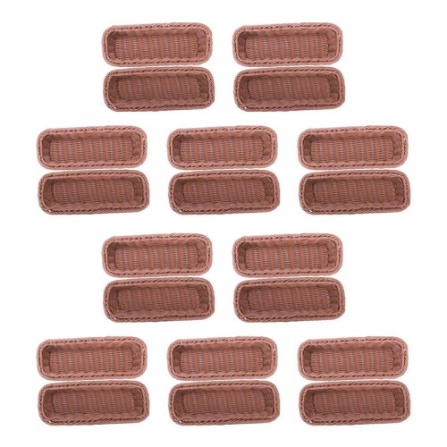 20pc Rattan Plastic Basket Cutlery Basket Rectangular Storage Box Cutlery Fork Chopsticks Bread Cake Fruit Storage
