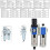 Air Compressor Filter Regulator Lubricator Combo GFC300-15, 40μm, PT1/2 4
