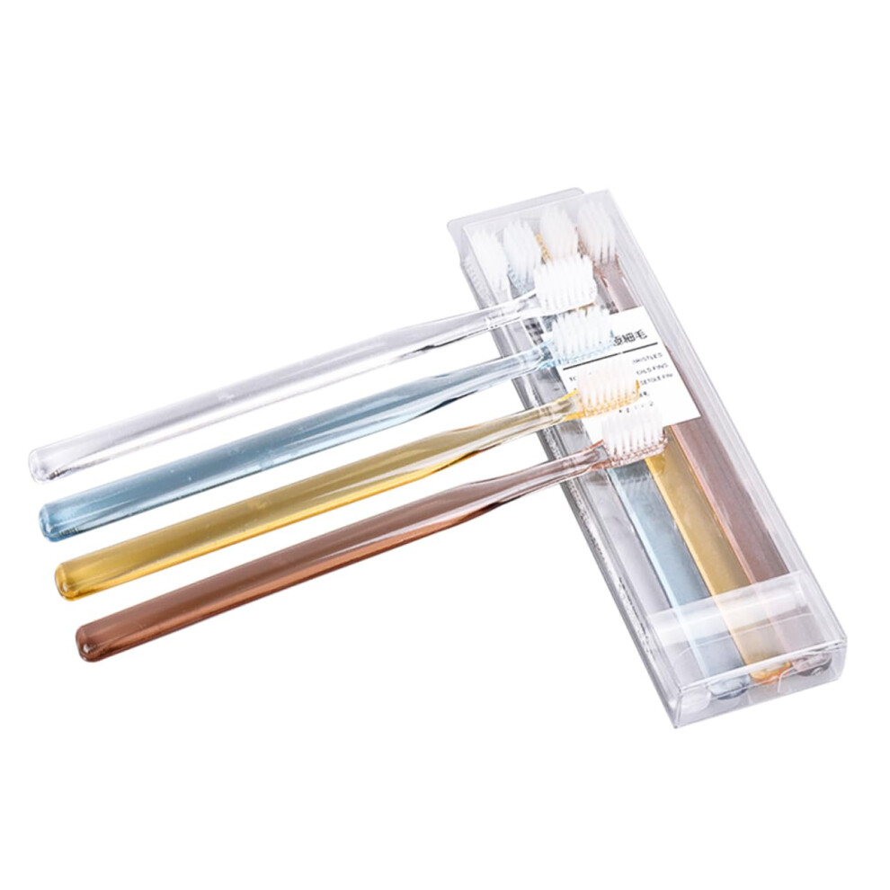 8pcs Soft Bristle Travel Toothbrush for Adults with Crystal Transparent Holder and Ergonomic Grip