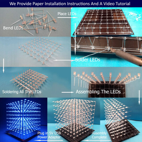3D LED Cube Kit with Preloaded 3D Animations, DIY Soldering and Programmable Light Effects 2