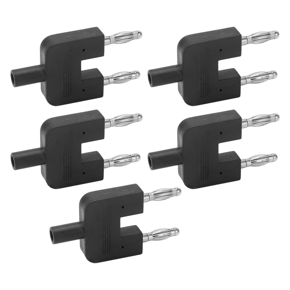 5 Pack Dual Banana Plugs 1 Female To 2 Male Double Row Good Conductivity Black 9341390473847