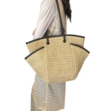 Collecting Bag Straw Weaving Texture Perfect for Outdoor-Beige.
