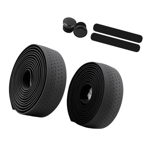 Bande de guidon de vélo, 2 pièces, Absorption des chocs,-Noir