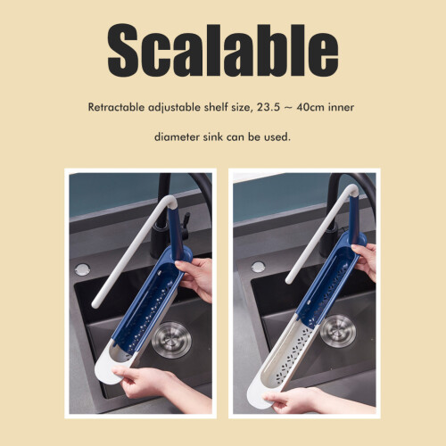 Telescopic Sink Rack Drain 32-45cm PP Adjustable Drainer Storage Shelf