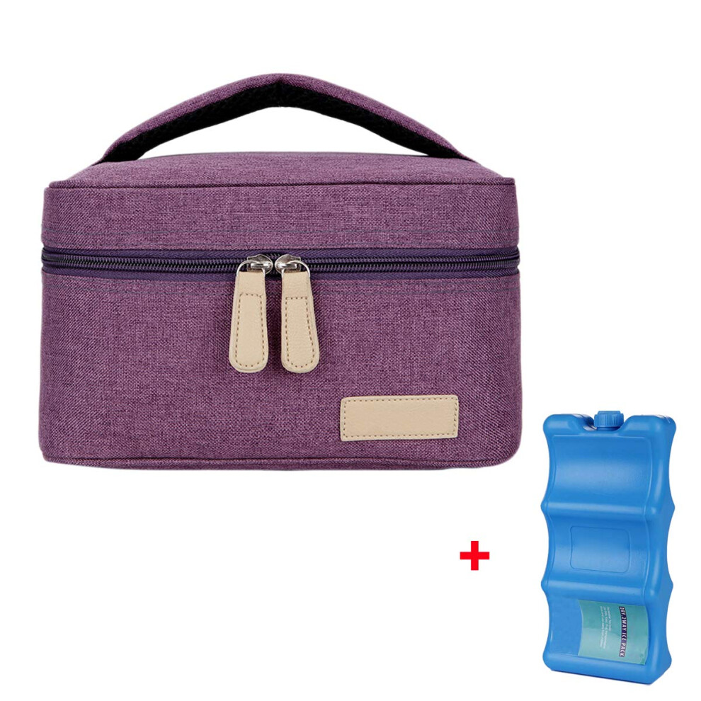 Breastmilk Cooler Bag For Medela Bottles, Insulated Baby Bottle Cooler Fits 4 Pump Bottles, With Ice Pack Purple