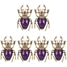 6Pcs Sparkling Rhinestone Animal Brooch Pins Multi Color Alloy Jewelry